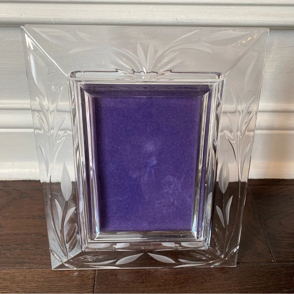 Vintage Mikasa Christmas Wedding Crystal Glass Photo Frame